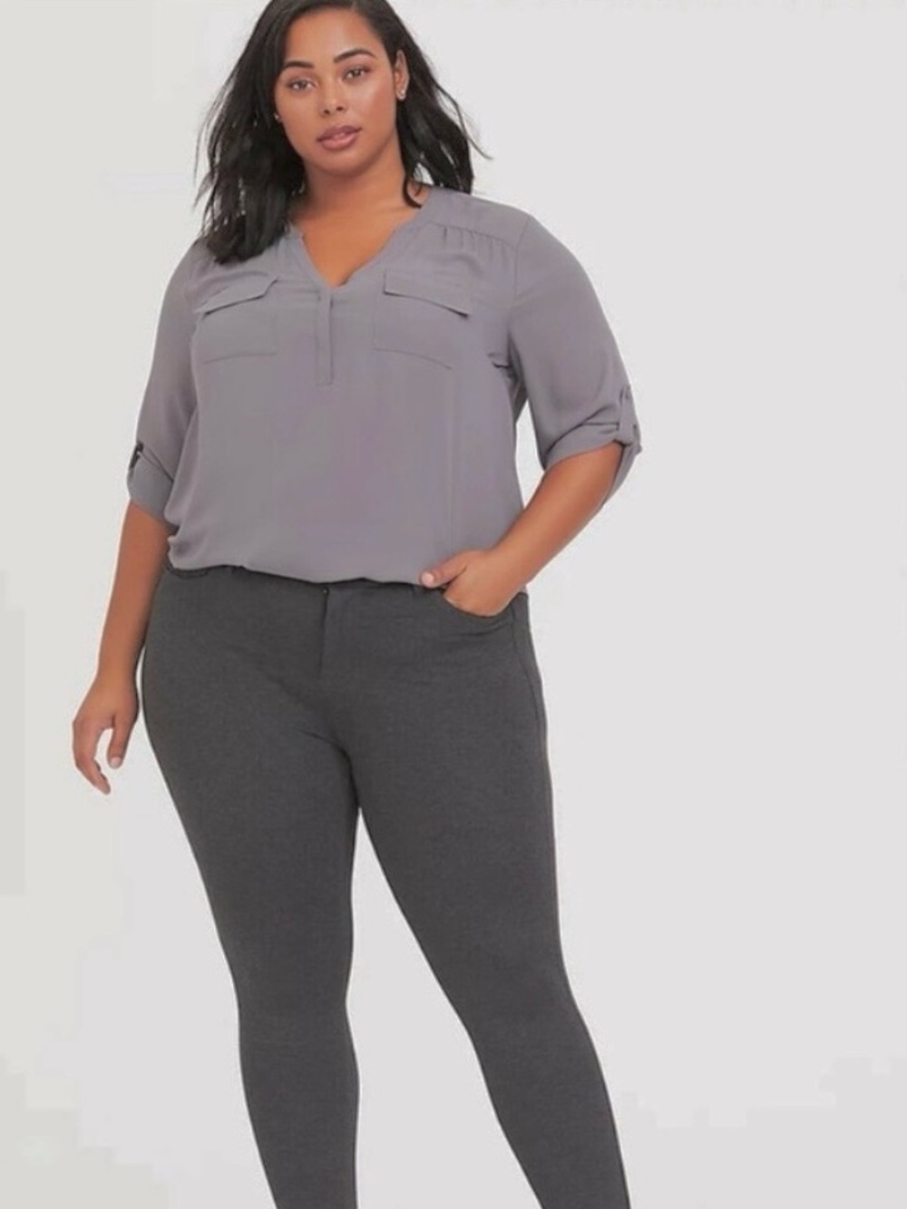 TORRID Bombshell Skinny Premium Ponte Capri Pant Grey